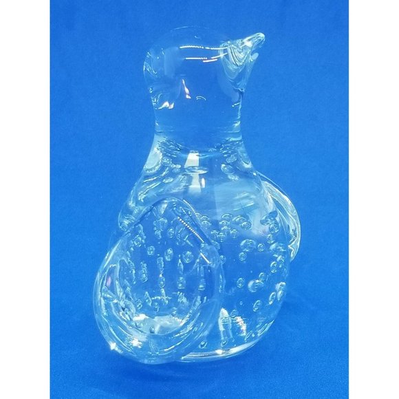 Hand Blown Penguin Bird Bullicante Controlled Bubbles Clear Glass Figurine - Picture 3 of 8
